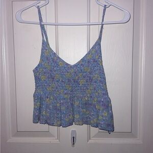 Aeropostale Blue and Yellow Sleeveless Crop Camisole